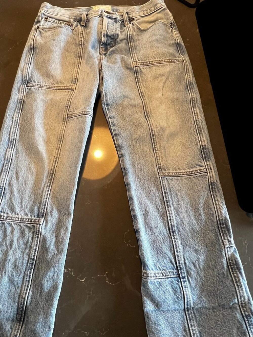 Current Elliott Jeans The Patchwork Cross Over Blue Denim Wash Size 28